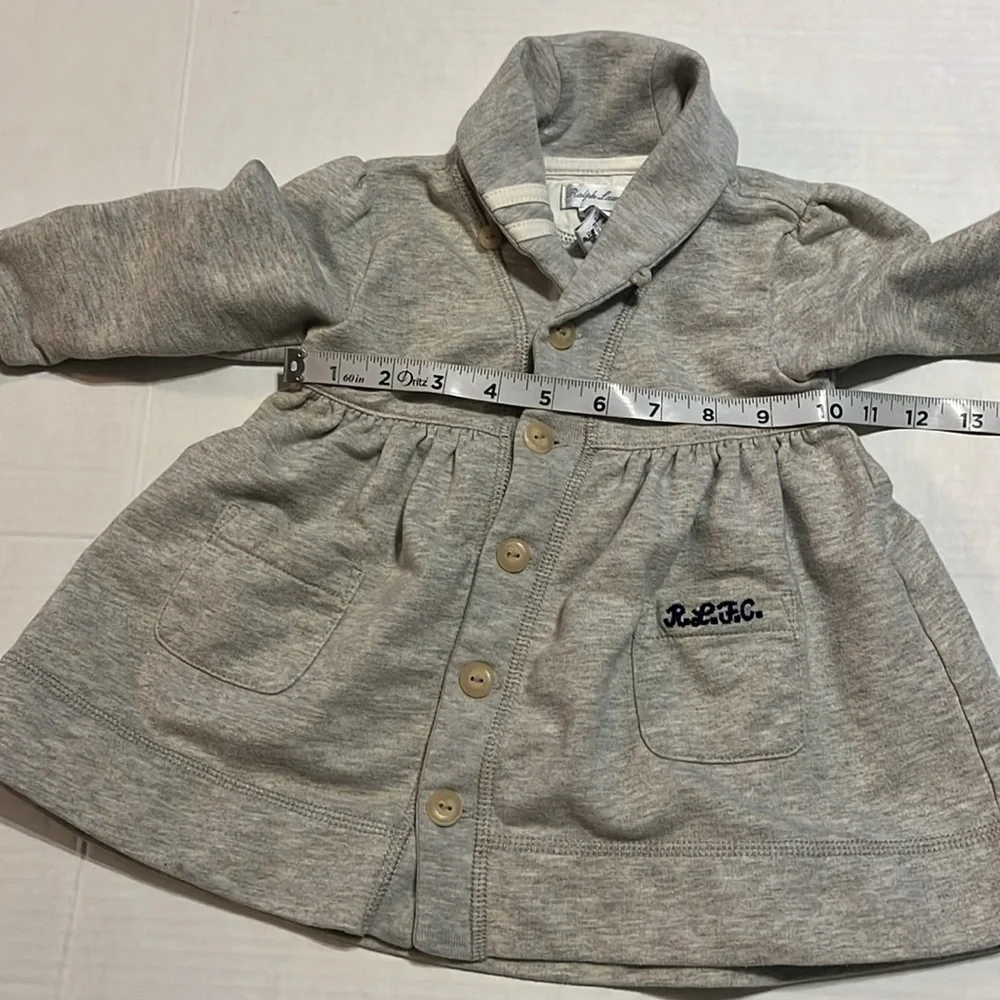 Ralph Lauren-18 months-gray-cotton blend, jersey knit, L/S,button-down jacket.